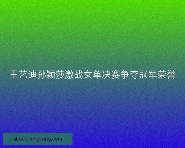 王艺迪孙颖莎激战女单决赛争夺冠军荣誉
