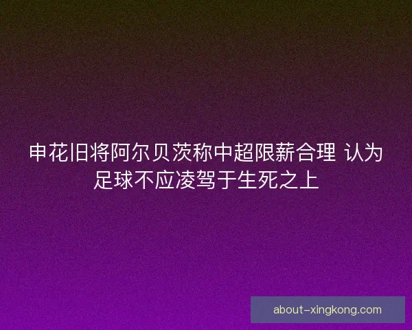 申花旧将阿尔贝茨称中超限薪合理 认为足球不应凌驾于生死之上