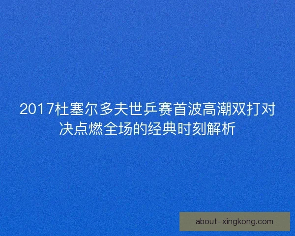 2017杜塞尔多夫世乒赛首波高潮双打对决点燃全场的经典时刻解析